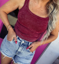 Load image into Gallery viewer, Stone Washed Ribbed Seamless Bra Tank Top