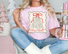 Load image into Gallery viewer, Merry & Bright tree stripes bow