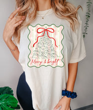 Load image into Gallery viewer, Merry & Bright tree stripes bow