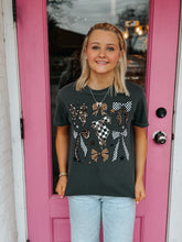 Load image into Gallery viewer, Leopard check bow grid tee