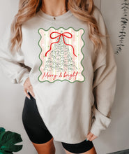 Load image into Gallery viewer, Merry & Bright tree stripes bow