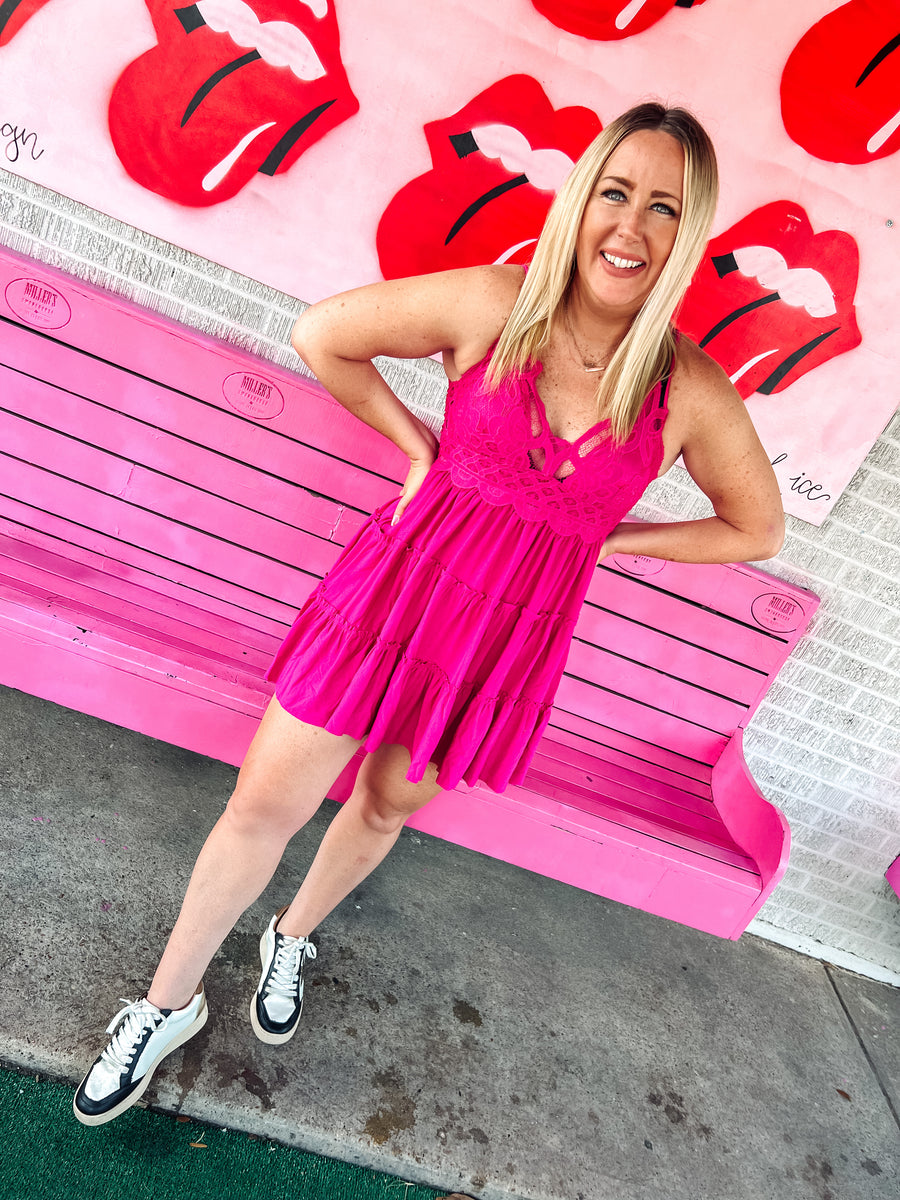 Lace Bralette Mini Dress – Pink Bulldog Boutique