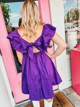 Load image into Gallery viewer, Poplin ruffle dress w/ bow tie back
