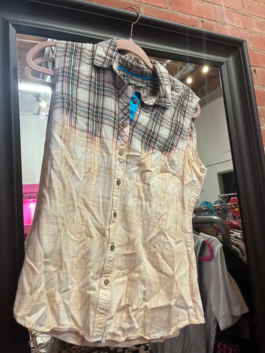 yellow and blue Eddie Bauer Flannels, Medium