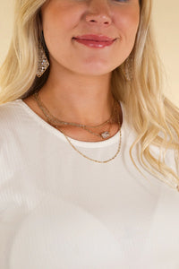 3 layer necklace w crystal stone
