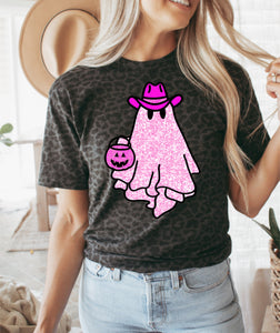 Faux glitter cowboy ghost tee