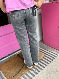 High rise black non distressed crop jeans