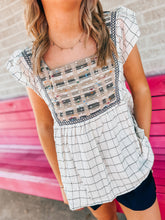 Load image into Gallery viewer, Cream + Black embroidered top
