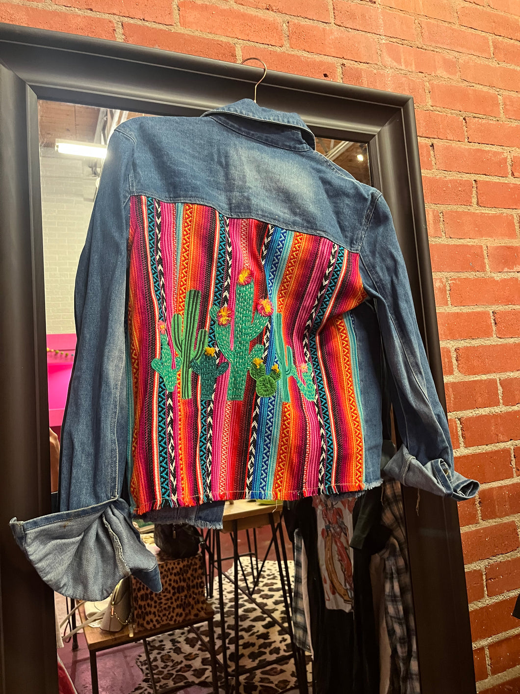 Denim/cactus on back Judith March Womens Jacket, Medium