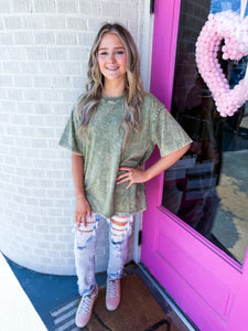 Oversized acid wash tee's