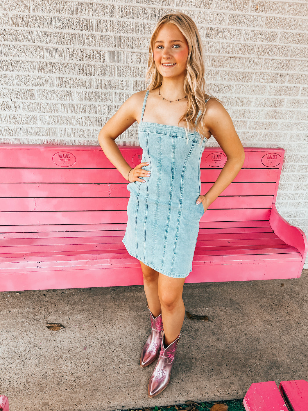 Denim shift dress