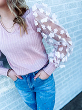 Load image into Gallery viewer, Love Blooms Mesh Sleeve Top
