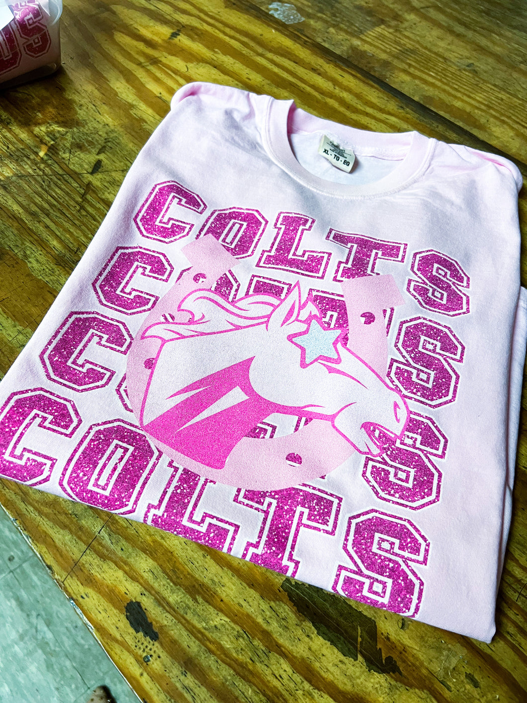 Colts Pink Faux Glitter Design