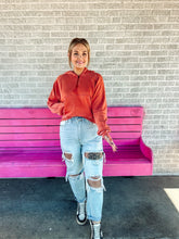 Load image into Gallery viewer, Rust quarter zip pullover
