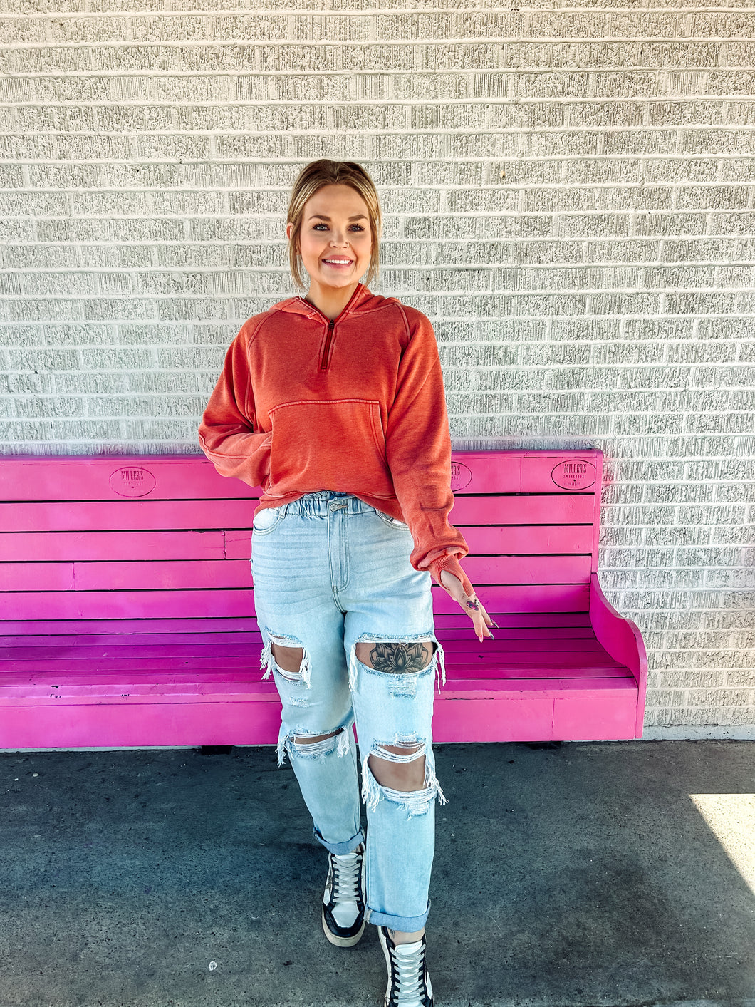 Rust quarter zip pullover