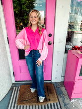 Load image into Gallery viewer, Oversized mineral wash Colorblock long sleeve top
