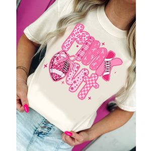 Pink out leopard check w football