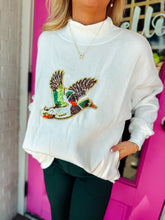 Load image into Gallery viewer, Ivory embroidered mallard mock neck sweater
