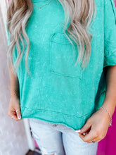 Load image into Gallery viewer, Acid wash pocket oversized crop tee

