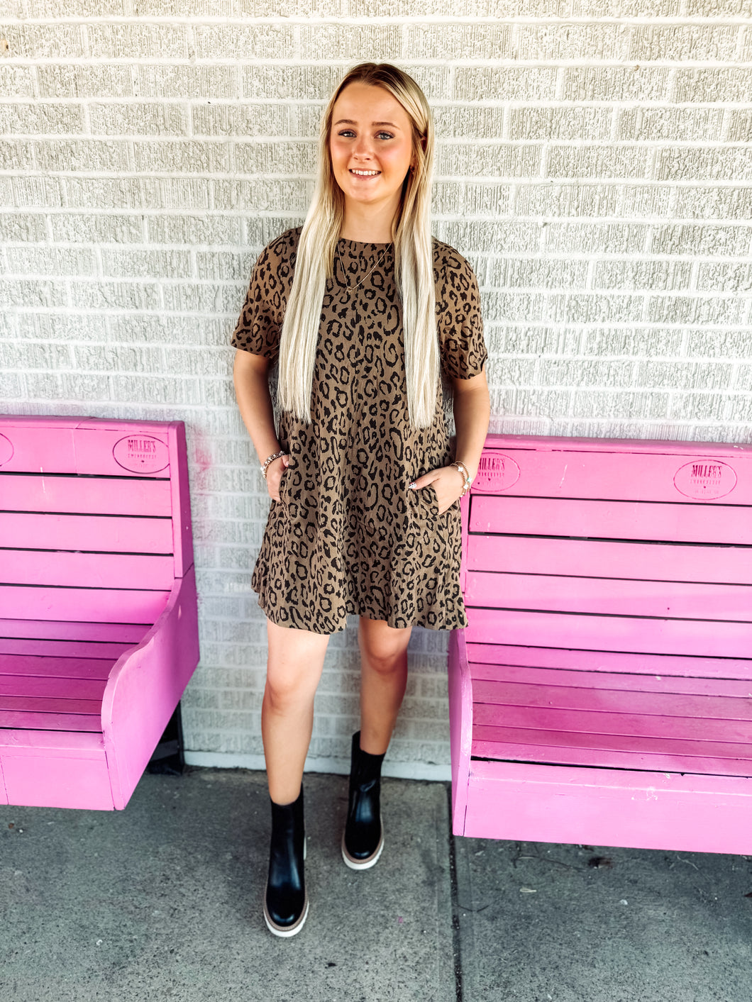 Leopard print mini dress
