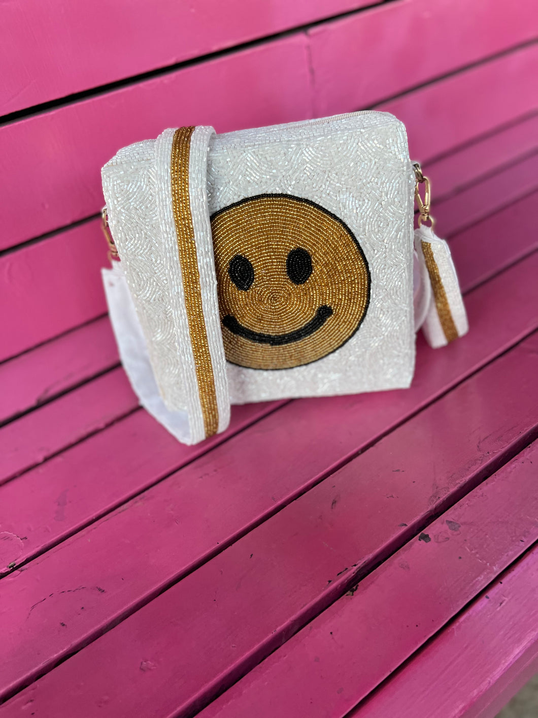 Smiley beaded crossbody