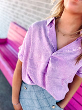 Load image into Gallery viewer, Mineral wash linen v neck top

