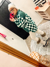 Load image into Gallery viewer, Green checkered Sherpa jacket
