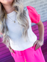 Load image into Gallery viewer, Textured puff sleeve everyday top

