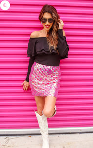 Pink Aztec sequin skirt
