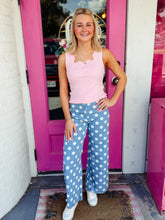 Load image into Gallery viewer, Classic Denim Blue Polka Rhythm Flow Leg Pants
