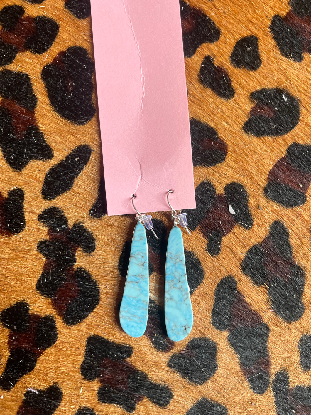 Turquoise Pink Bulldog Earrings