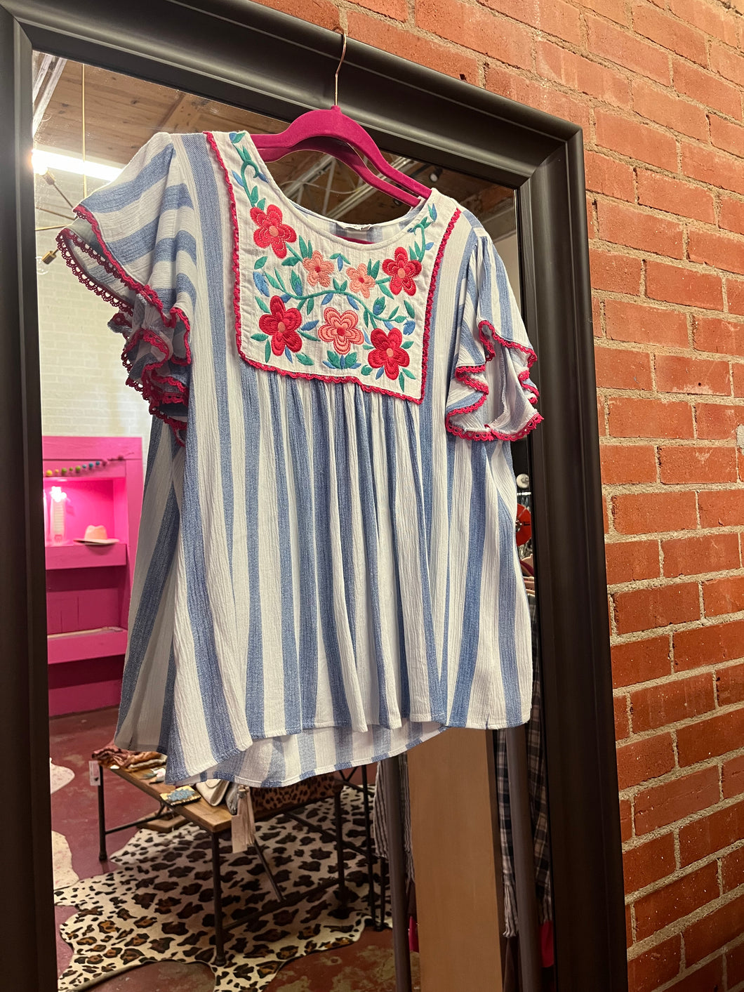 blue stripe Angel Heart Womens Top, Large