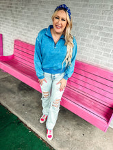 Load image into Gallery viewer, 1/4 zip acid wash crop pullover
