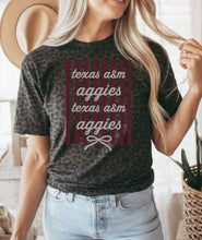 Load image into Gallery viewer, Texas A&amp;M stripe bow coquette

