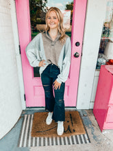 Load image into Gallery viewer, Oversized mineral wash Colorblock long sleeve top
