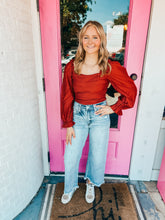 Load image into Gallery viewer, Cinnamon satin puff long sleeve top
