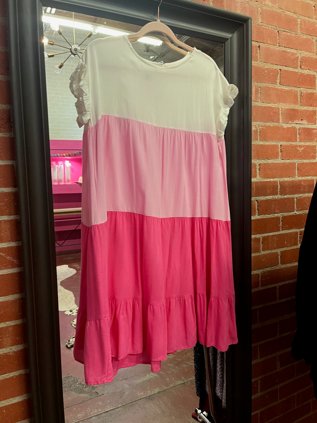 pink ombre Pink Bulldog Womens Dress, Large