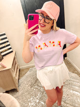 Load image into Gallery viewer, Mama colorful lavender patch crop tee
