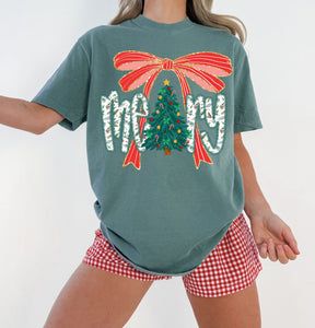 Merry Christmas tree bow
