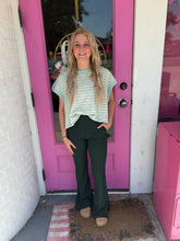Load image into Gallery viewer, Nylon Rib V Waist Flared Leggings

