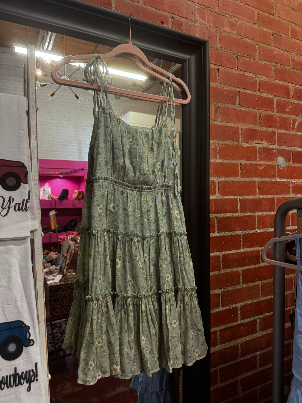 green floral E&M Womens Dress, Small