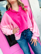 Load image into Gallery viewer, Oversized mineral wash Colorblock long sleeve top
