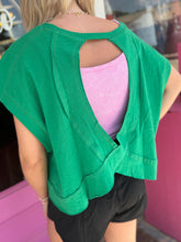 Load image into Gallery viewer, Clover green Cotton Slub Open Back Top
