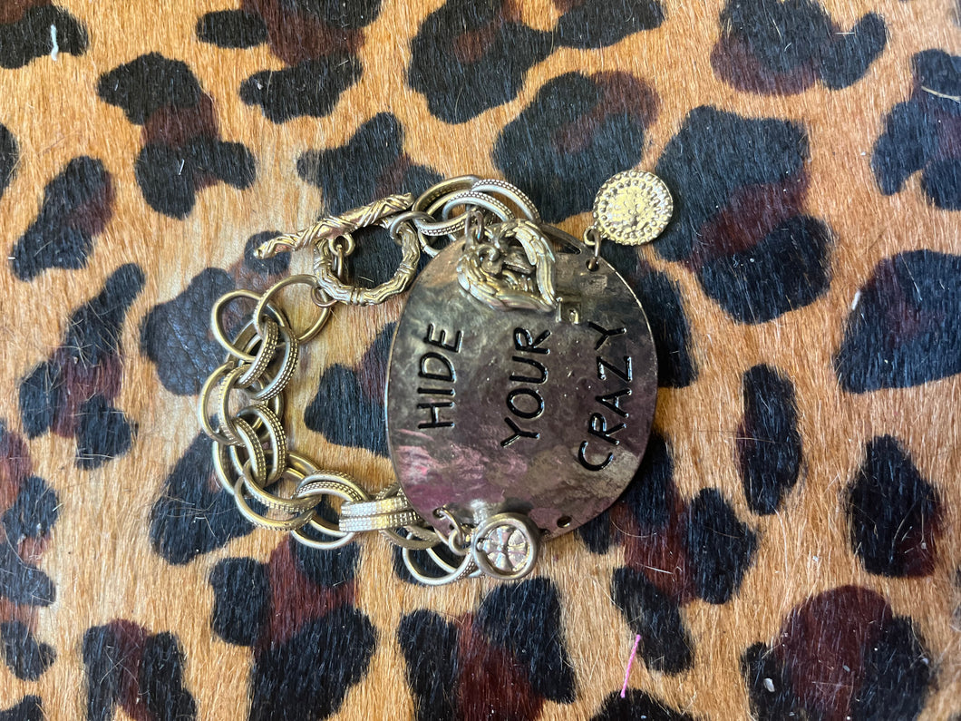 Silver Pink Bulldog bracelet, One Size