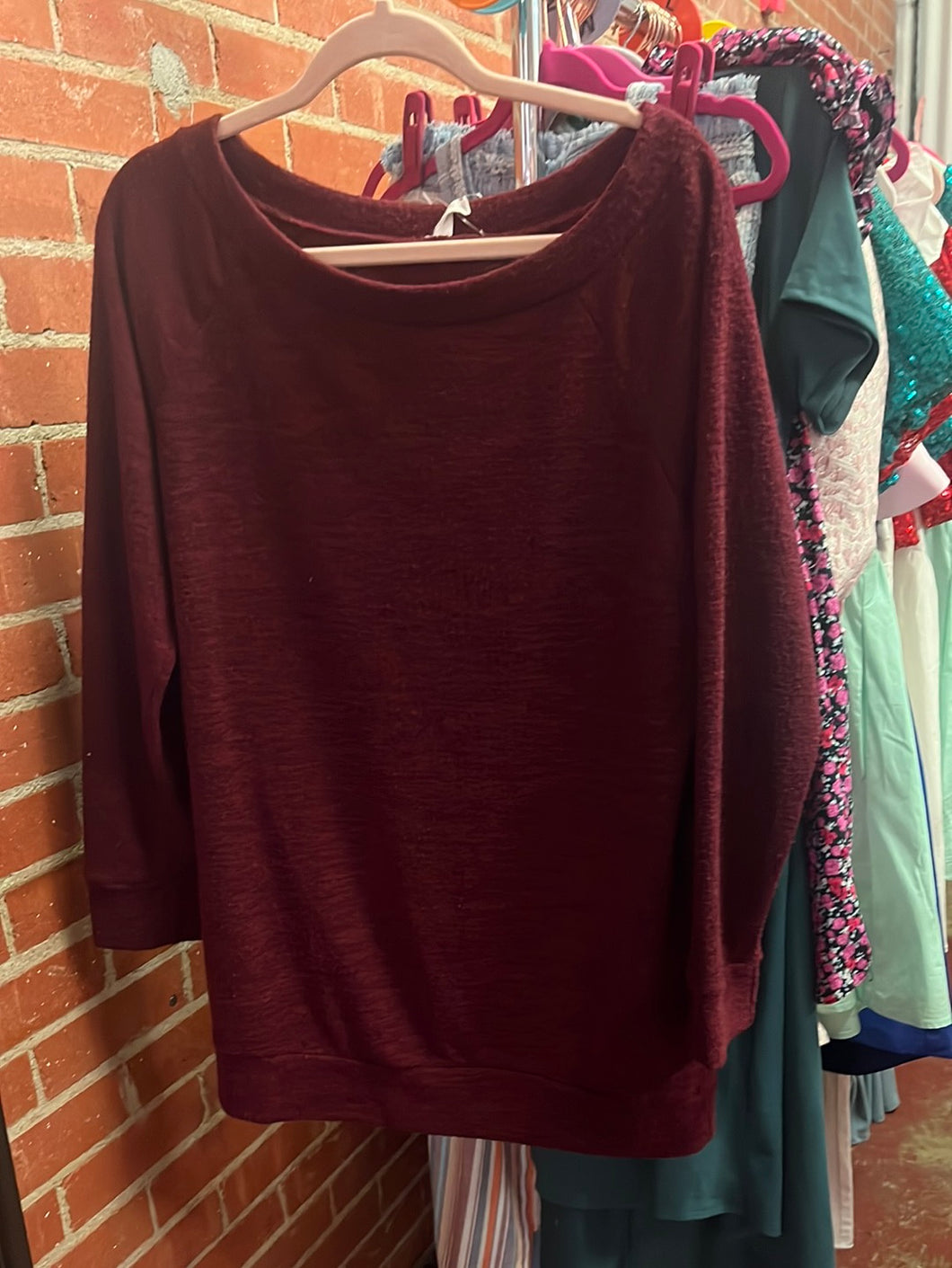 Maroon Pink Blush Womens Top, XL