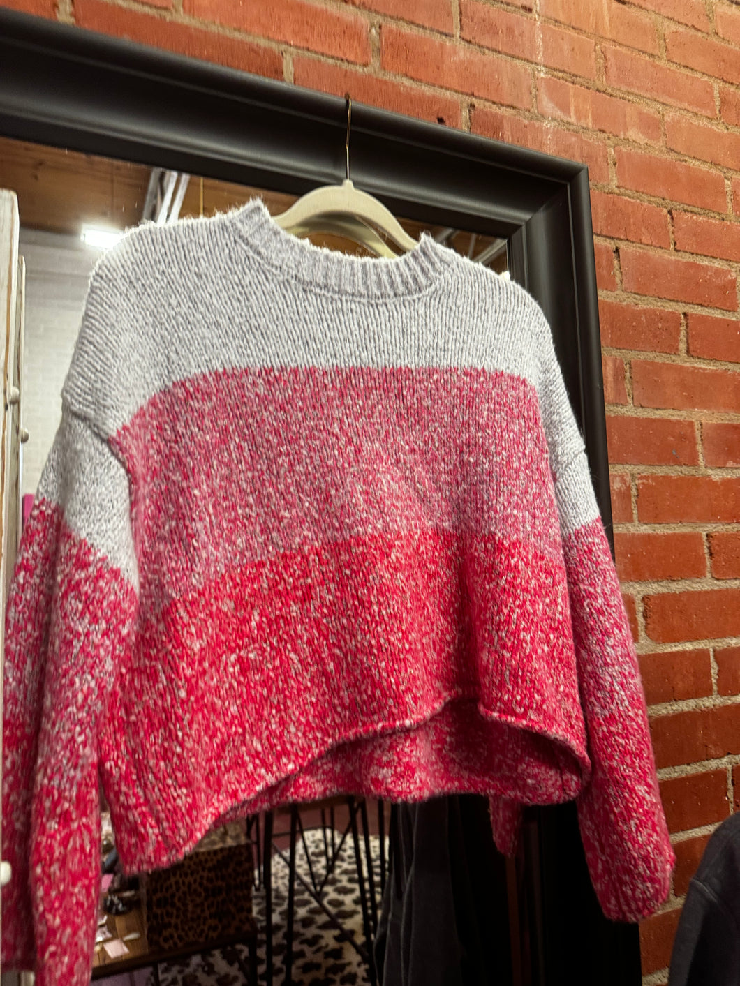 white and pink Sincerely Jules Sweater, Small