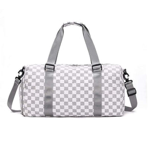 Checkered travel duffle