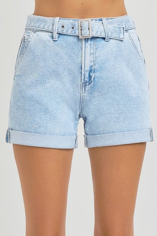 High Rise Belted rolled up shorts