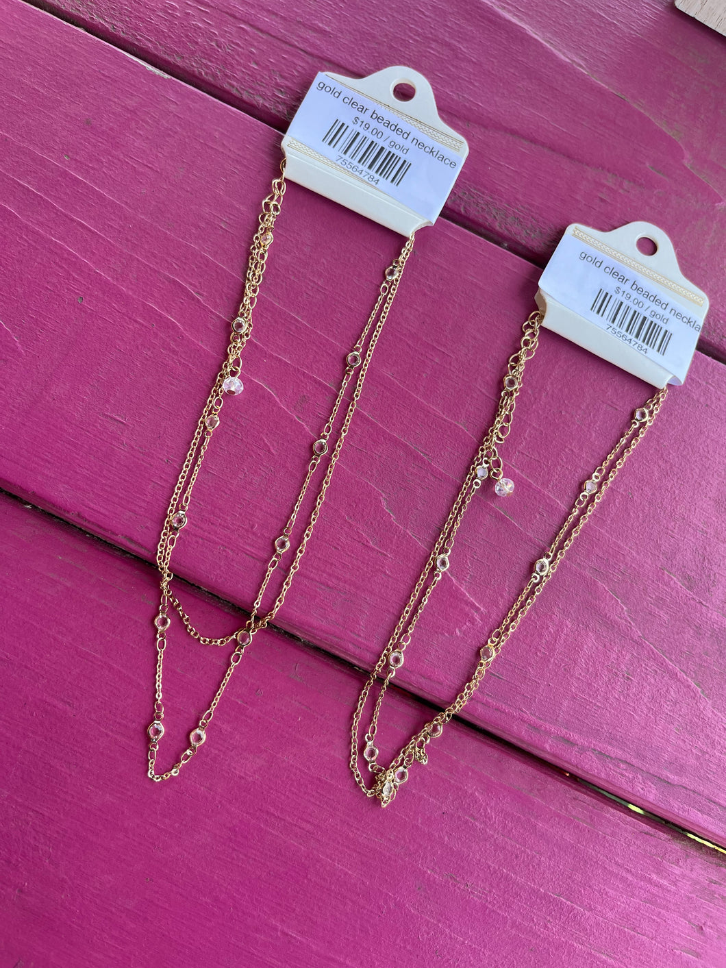 gold clear beaded necklace