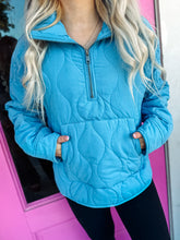 Load image into Gallery viewer, Quilted Half Zip High Neck Pullover
